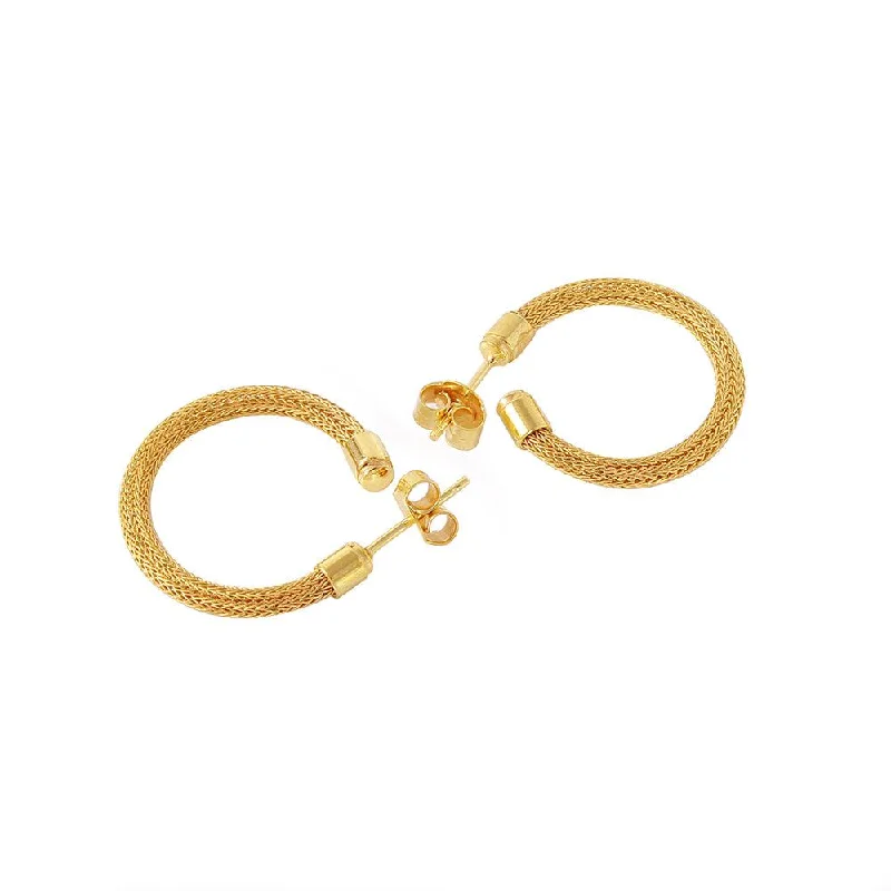 ladies-luxury-rose-gold-earrings-Clearance-Silver 925 Gold Plated Thin Hoop Earrings - ITE00062GP