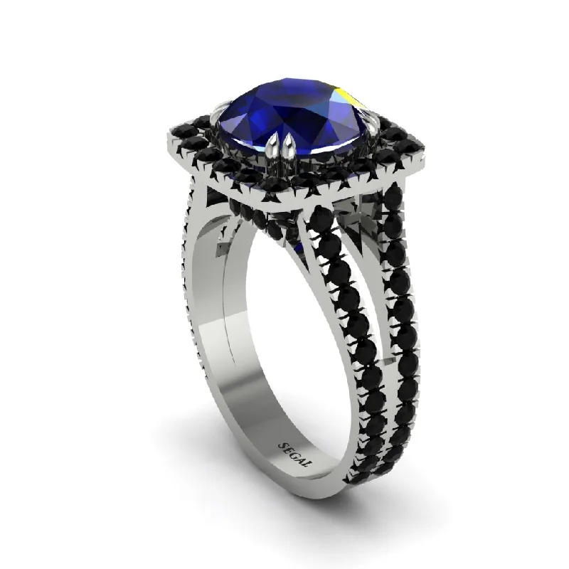 engagement-heart-sapphire-ring-Sapphire Pave Split Shank Engagement Ring - Averie No. 45