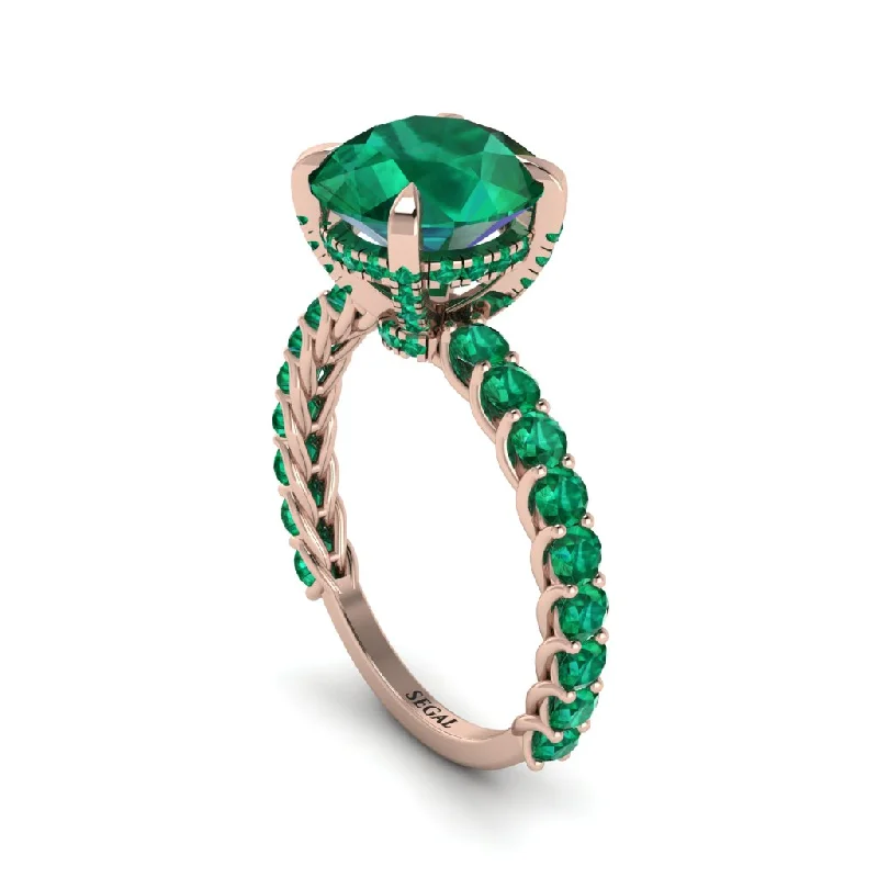 engagement-emerald-modern-ring-Emerald Twisted Band Halo Engagement Ring - Avianna No. 20