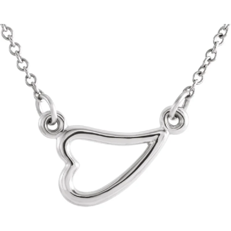 Ladies necklaces for special occasions -Sterling Silver Small Sideways Heart Necklace, 16-18 Inch