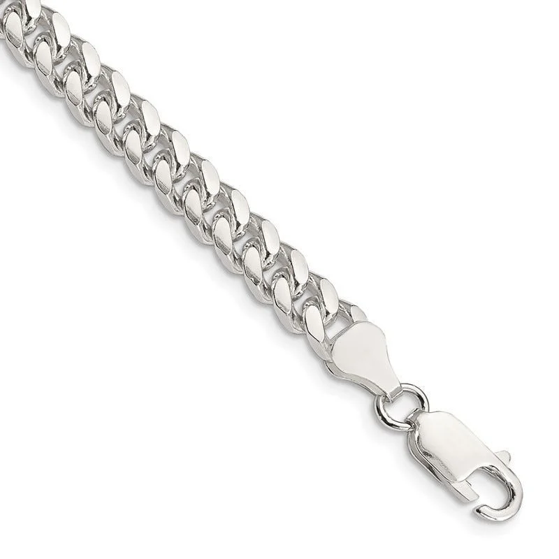 Ladies bracelets with stag charms -Sterling Silver 6mm Domed w/ Side D/C Curb Chain Bracelet