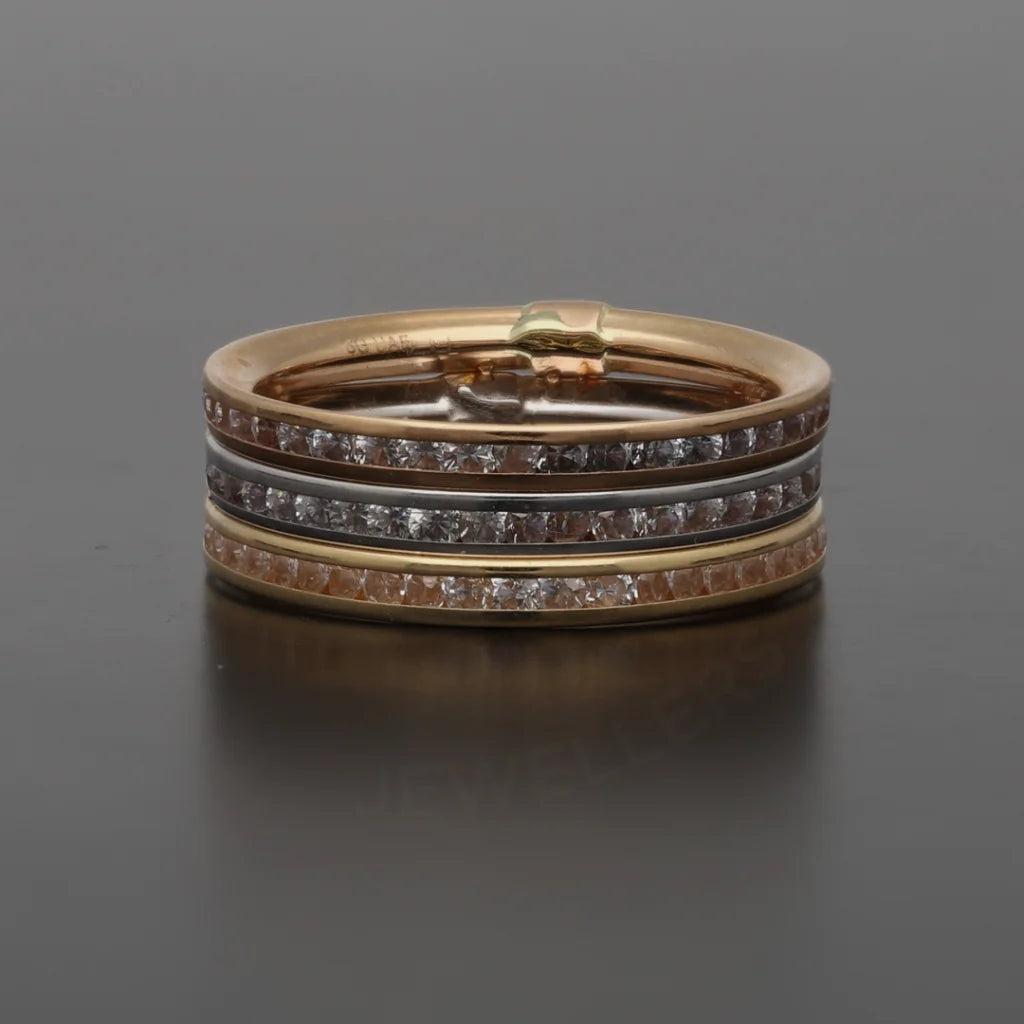 ladies-simple-platinum-rings-Gold Tri Tone Ring 18KT - FKJRN18K7465