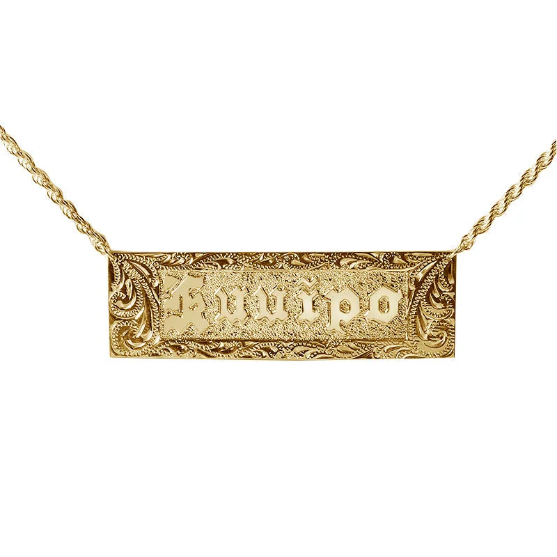 Ladies necklaces choker style -14K Gold Custom-Made Hawaiian Heirloom Necklace Raise Letter ID Necklace