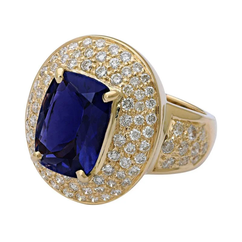 ladies-pearl-rings-Ring-Iolite and Diamond  (2108G)