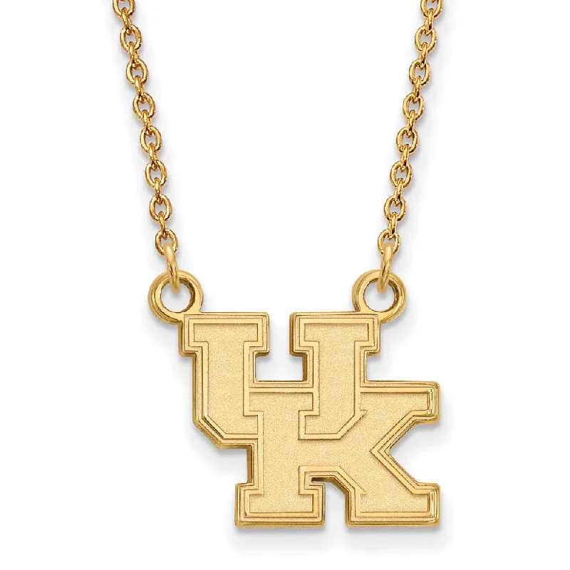 Ladies necklaces with wave pendants -14k Yellow Gold U of Kentucky Small 'UK' Pendant Necklace