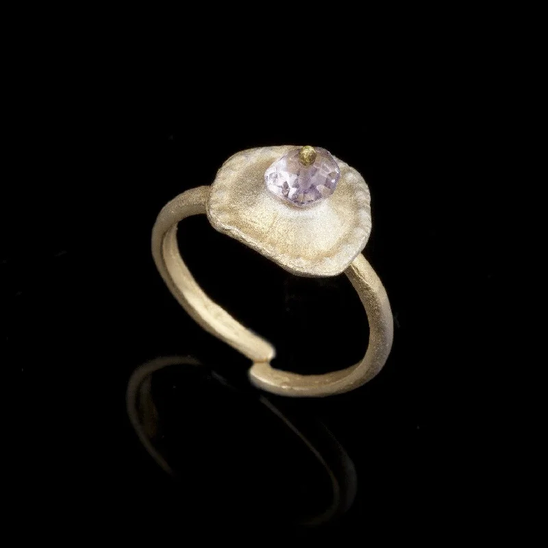 ladies-emerald-cut-silver-rings-Sea Urchin Single Ring - Amethyst