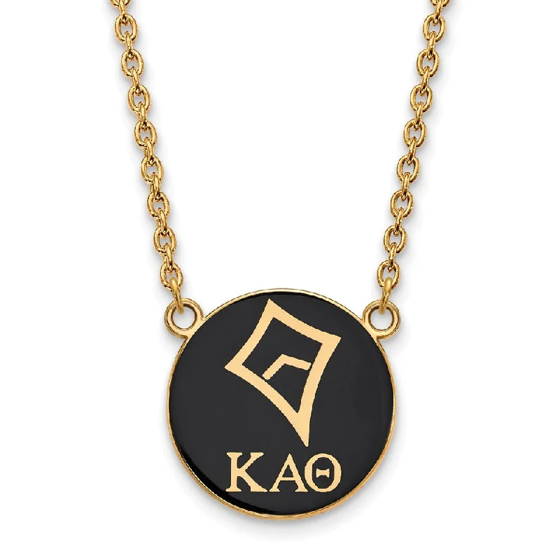 Ladies necklaces with castle pendants -14K Plated Silver Kappa Alpha Theta Large Enamel Logo Necklace