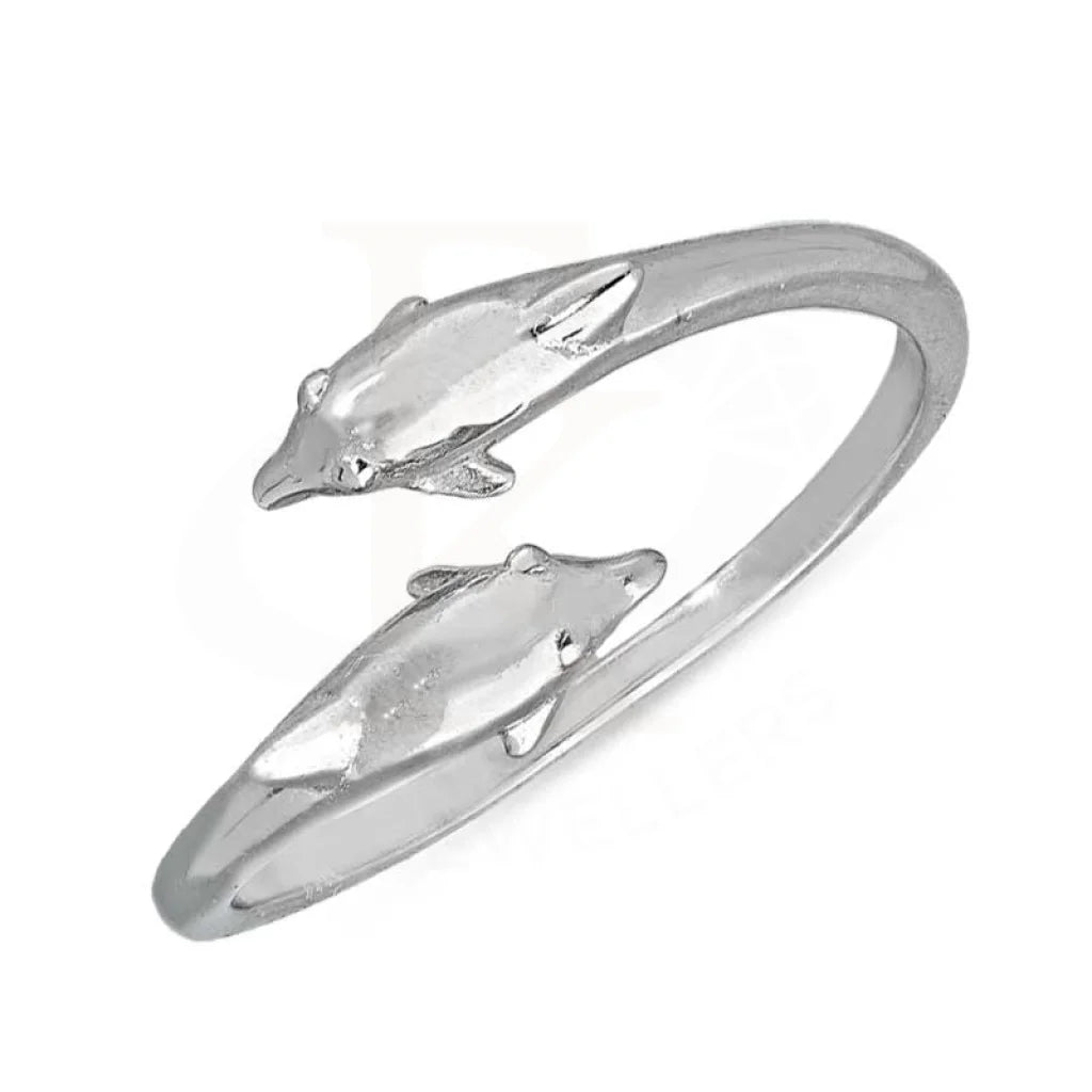 ladies-radiant-cut-diamond-rings-Sterling Silver 925 Dolphin Ring - FKJRNSL2957