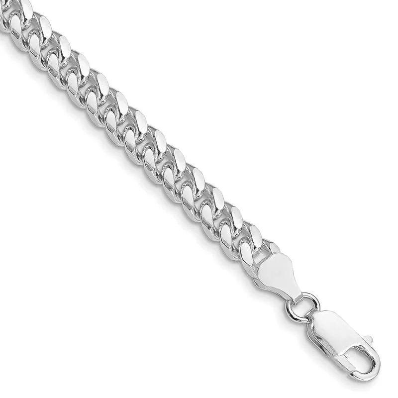 Ladies bracelets lively patterns -Sterling Silver Rhodium-plated 6mm Domed w/ Side D/C Curb Chain Bracelet