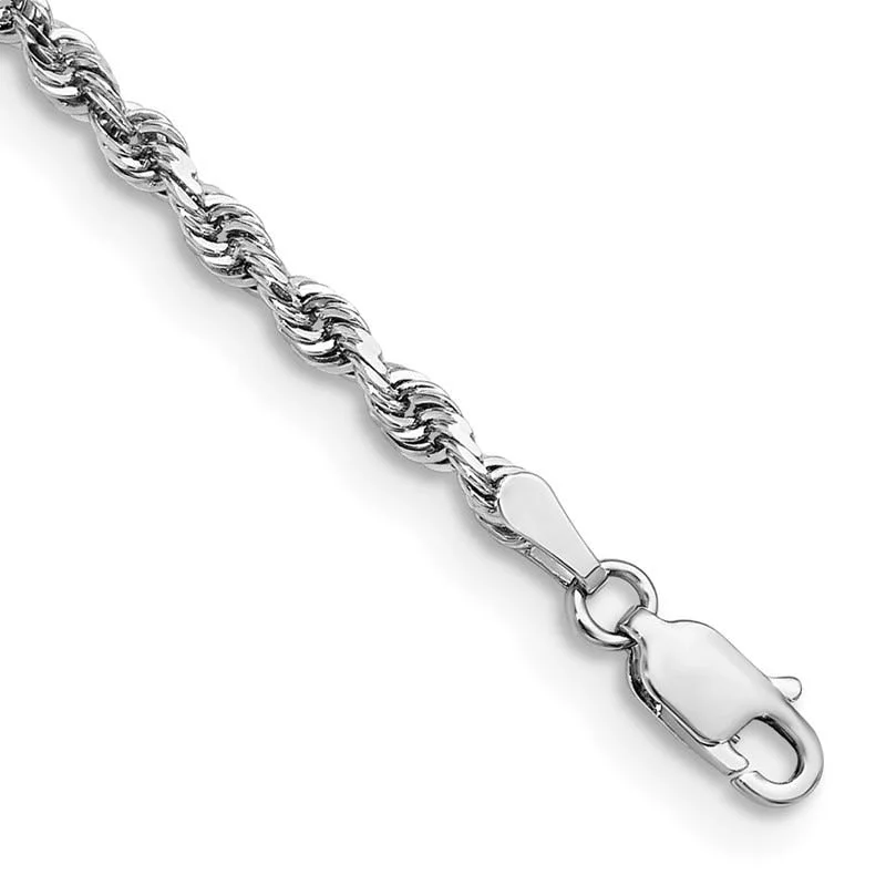 Ladies bracelets for calm days -14K White Gold 7 Inch 3mm Diamond-cut Quadruple Rope Lobster Clasp Chain Bracelet