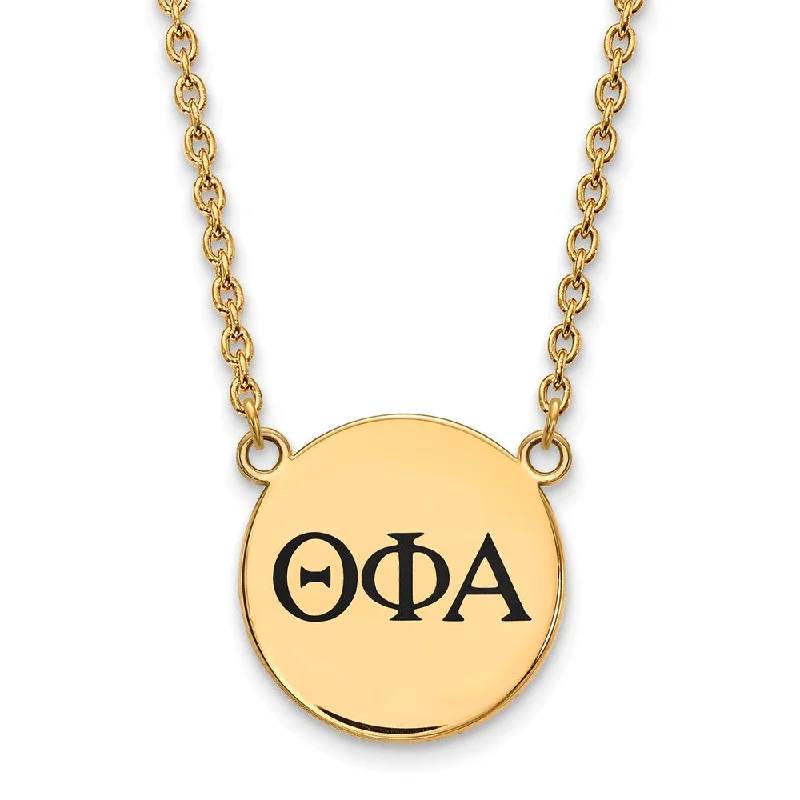 Ladies necklaces with cat pendants -14K Plated Silver Theta Phi Alpha Large Enamel Greek Letters Necklace