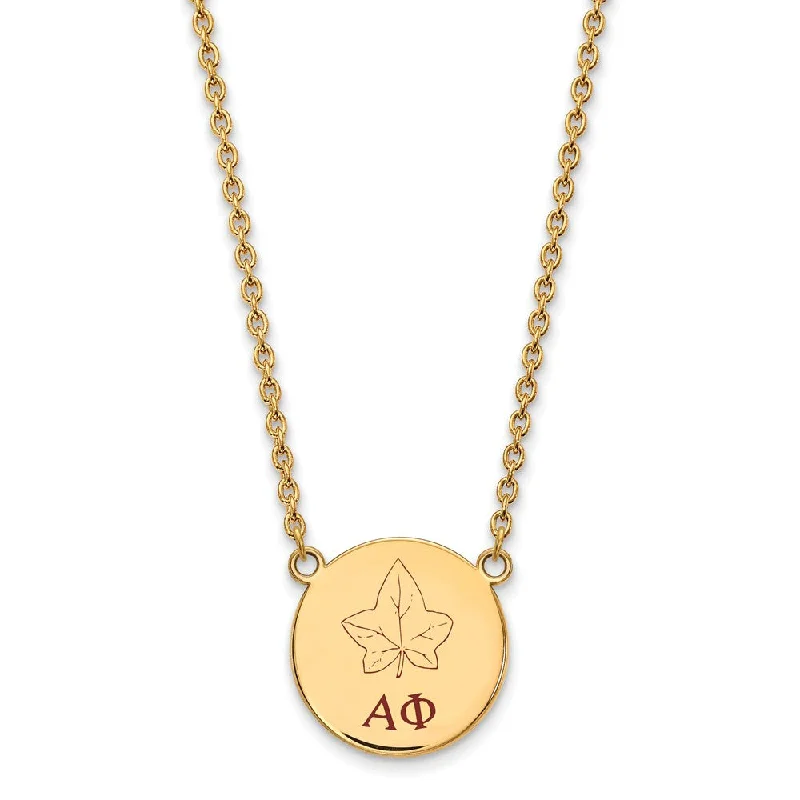 Ladies necklaces with dolphin pendants -14K Plated Silver Alpha Phi Large Enamel Necklace