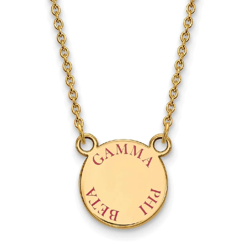 Ladies necklaces classic chains -14K Plated Silver Gamma Phi Beta Small Dk Pink Enamel Necklace