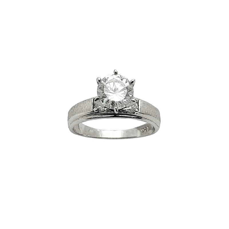 engagement-oval-platinum-ring-Satin Finish 6-Prong Stonebed Accent Solitaire Engagement Ring (14K)