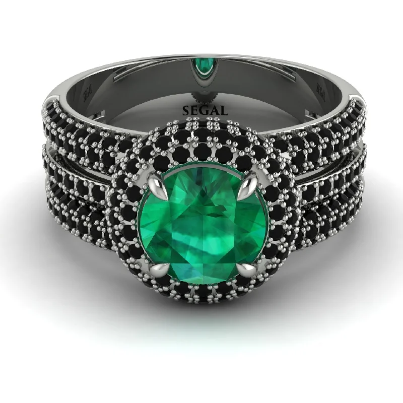 engagement-emerald-cut-gold-ring-Emerald Halo Luxury Pave Engagement Ring - Sierra No. 36