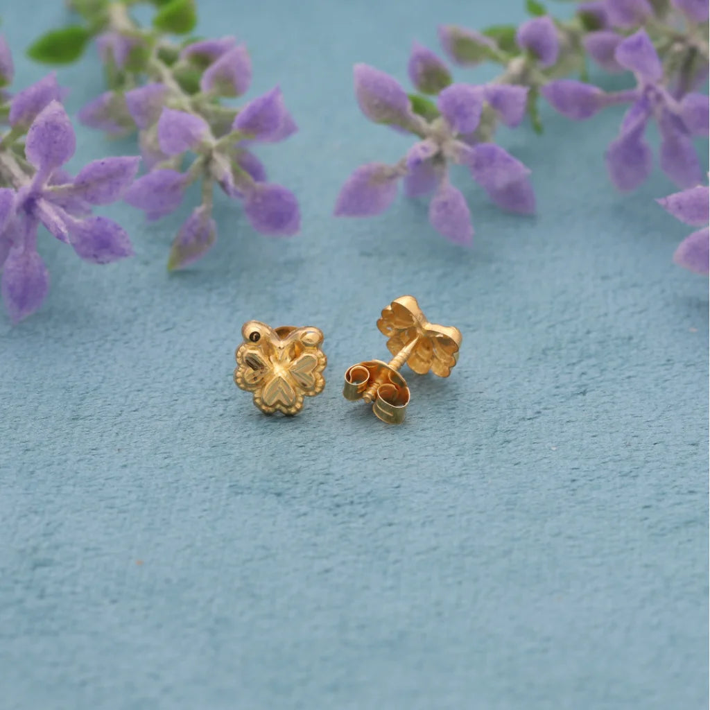 ladies-flower-silver-earrings-Gold Butterfly Shaped Earrings 18KT - FKJERN18K8238