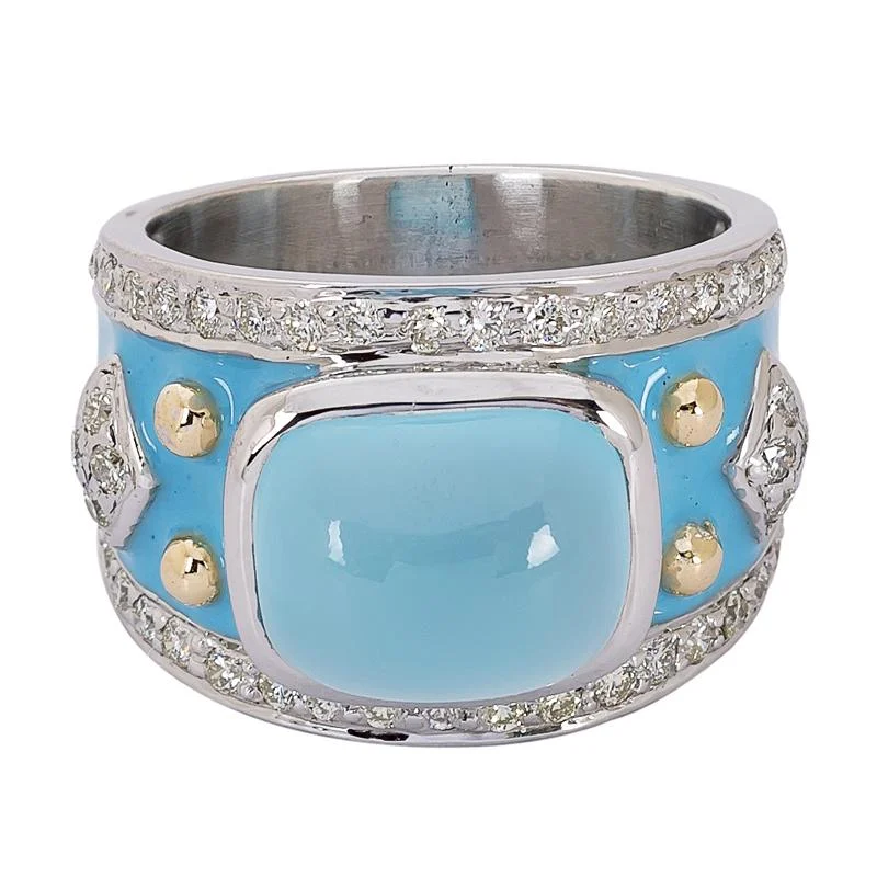 ladies-asscher-cut-gold-rings-Ring- Chalcedony and Diamond (Enamel)  (24KM)