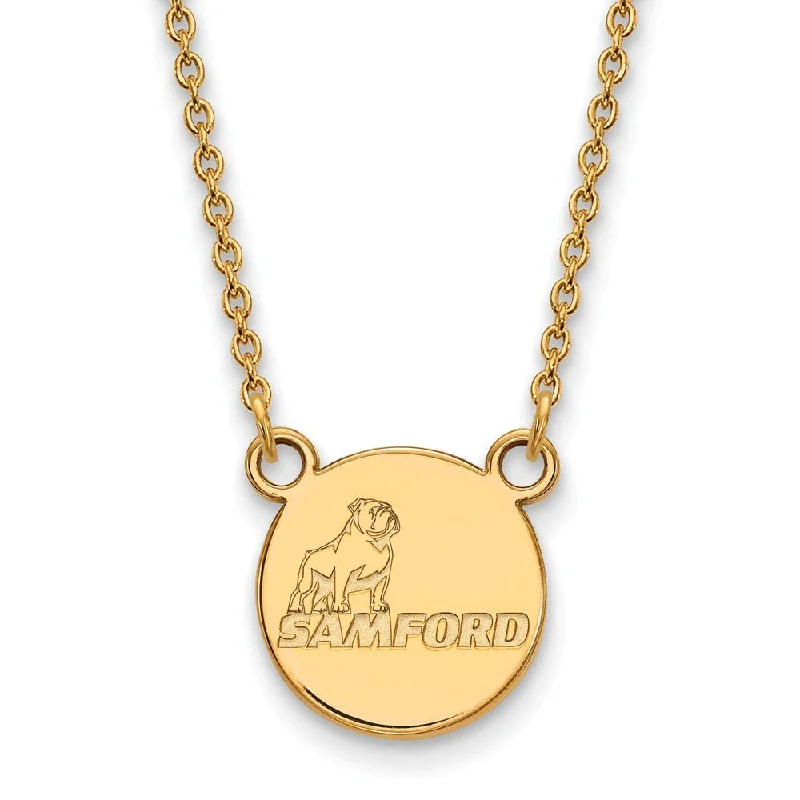 Ladies necklaces lightweight strands -14k Gold Plated Silver Samford U Small Pendant Necklace