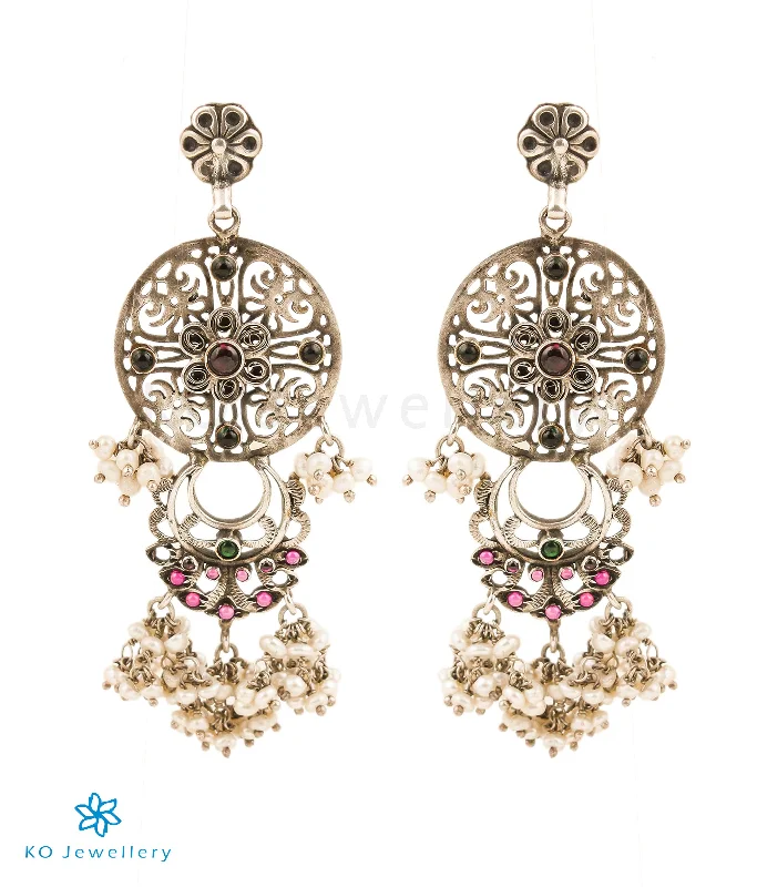 ladies-gold-chandelier-earrings-The Shuchi Silver Pearl Earrings