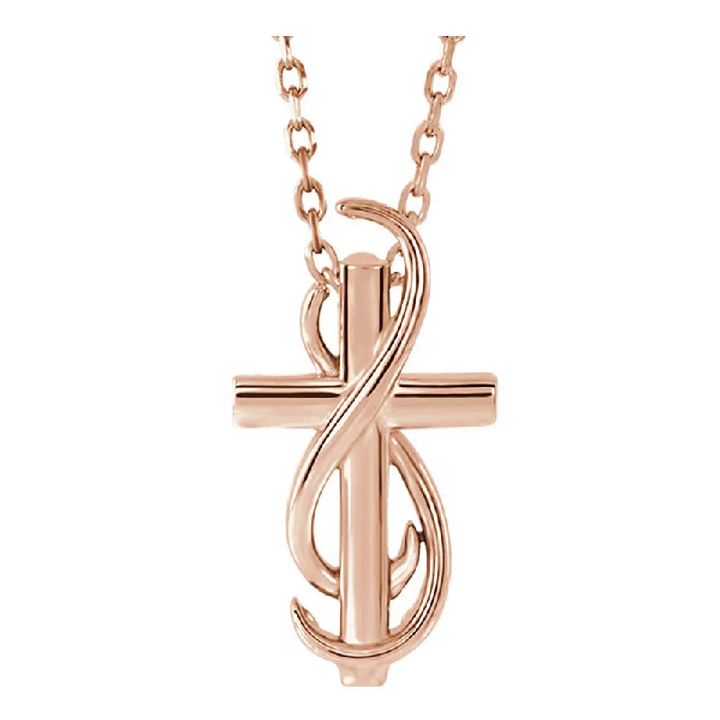 Ladies necklaces modern designs -14k White, Yellow or Rose Gold Infinity Cross Necklace, 16-18 Inch