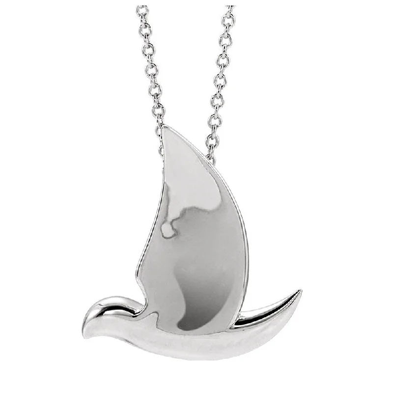 Ladies necklaces with engraving -Sterling Silver Polished Dove Necklace, 16-18 Inch