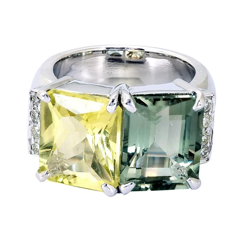 ladies-stackable-rings-Ring- Lemon Quartz, Green Quartz and Diamond  (255QS)