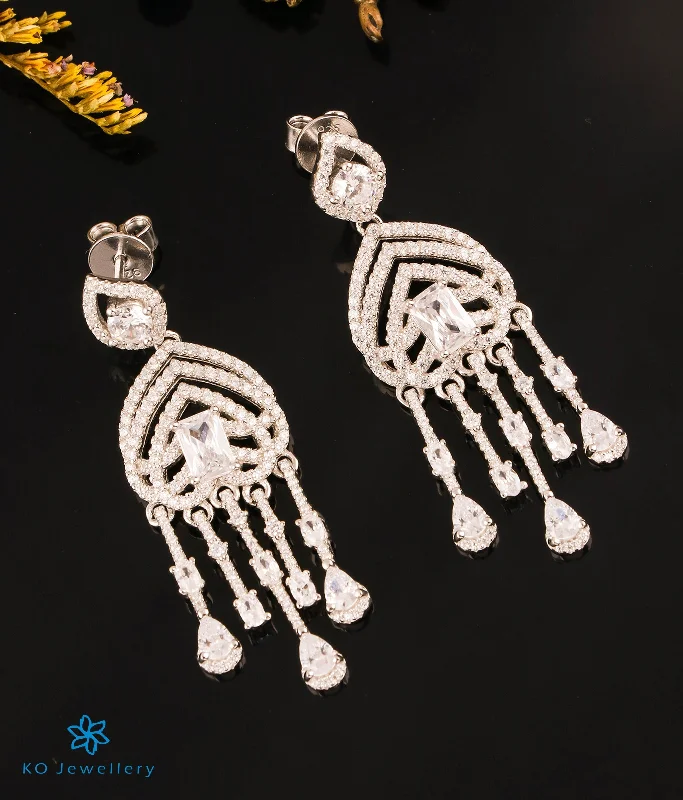 ladies-ethnic-gold-earrings-The Divine Sparkle Cocktail Silver Earrings