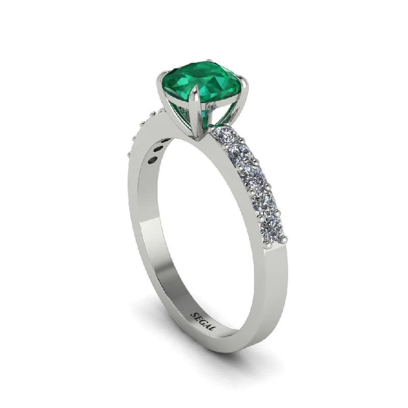 engagement-oval-gold-ring-Cushion-Cut Emerald Classic Elegance Engagement Ring - Demi No. 6