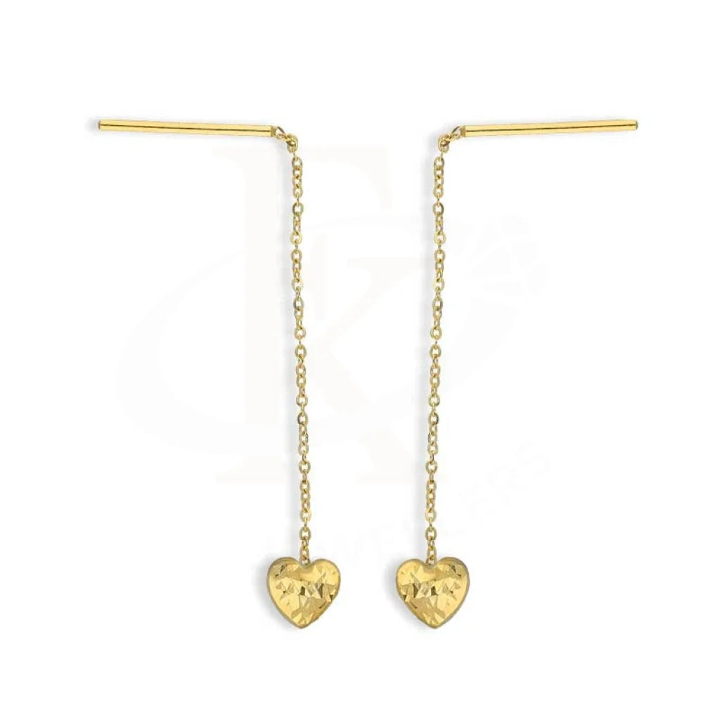 ladies-bridal-crystal-earrings-Gold Heart Tic Tac Drop Earrings 18KT - FKJERN18K3104