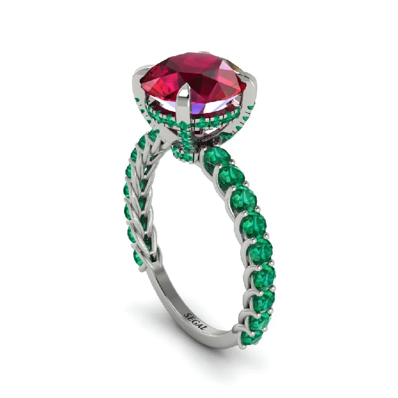 engagement-wedding-white-gold-ring-Ruby Twisted Band Halo Engagement Ring - Avianna No. 27