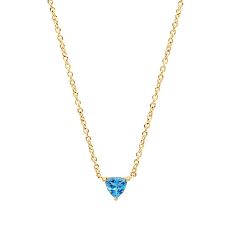 Ladies necklaces delicate chains -Blue Topaz Triangle Necklace