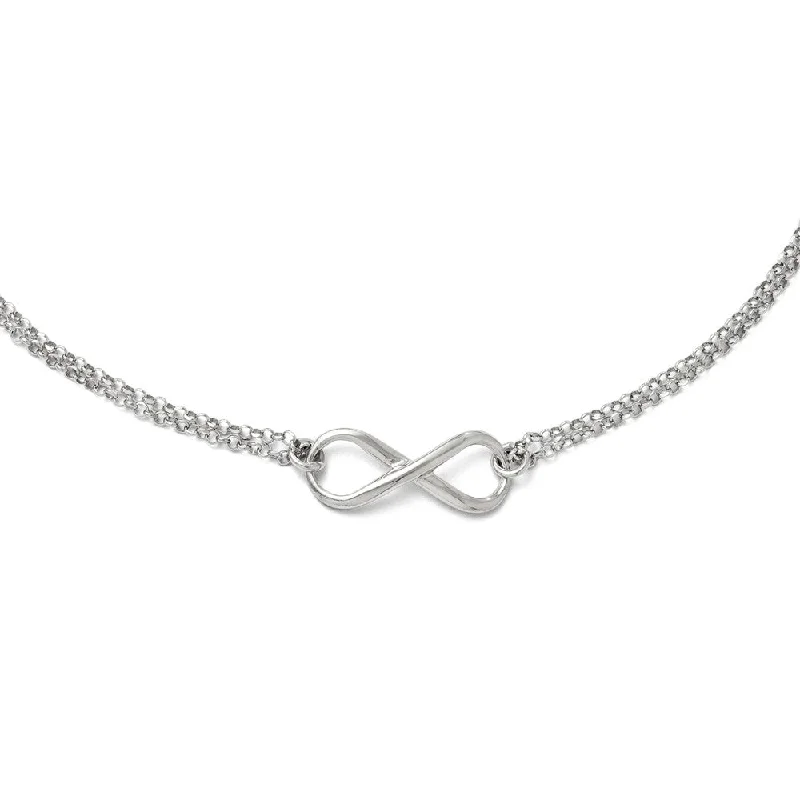 Ladies necklaces abstract shapes -Infinity Symbol Double Strand Necklace in Sterling Silver, 18 Inch