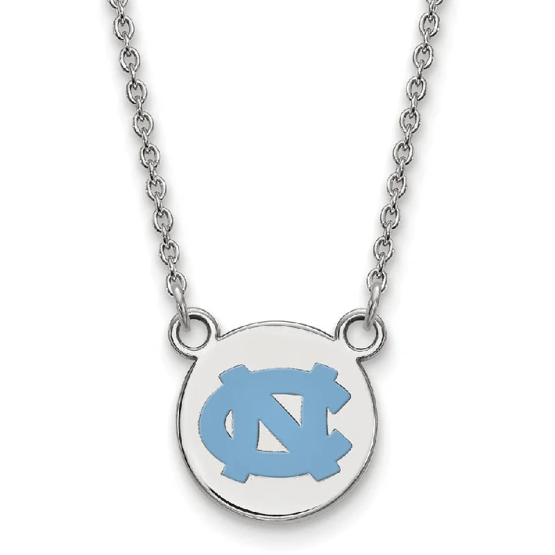 Ladies necklaces bold designs -Sterling Silver North Carolina Small Enameled Disc Necklace