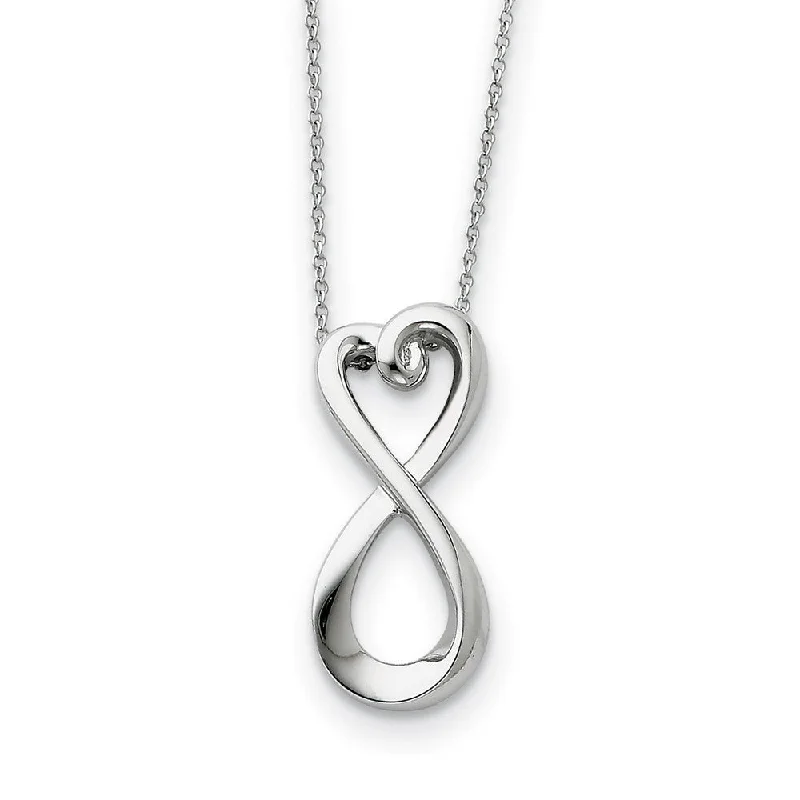 Ladies necklaces with snake pendants -Rhodium Plated Sterling Silver Infinite Love Necklace, 18 Inch