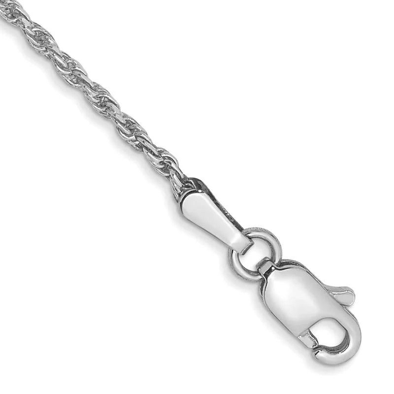 Ladies bracelets for relaxed vibes -14K White Gold 7 inch 1.3mm Diamond-cut Machine Made Rope with Lobster Clasp Chain Bracelet Chain Bracelet