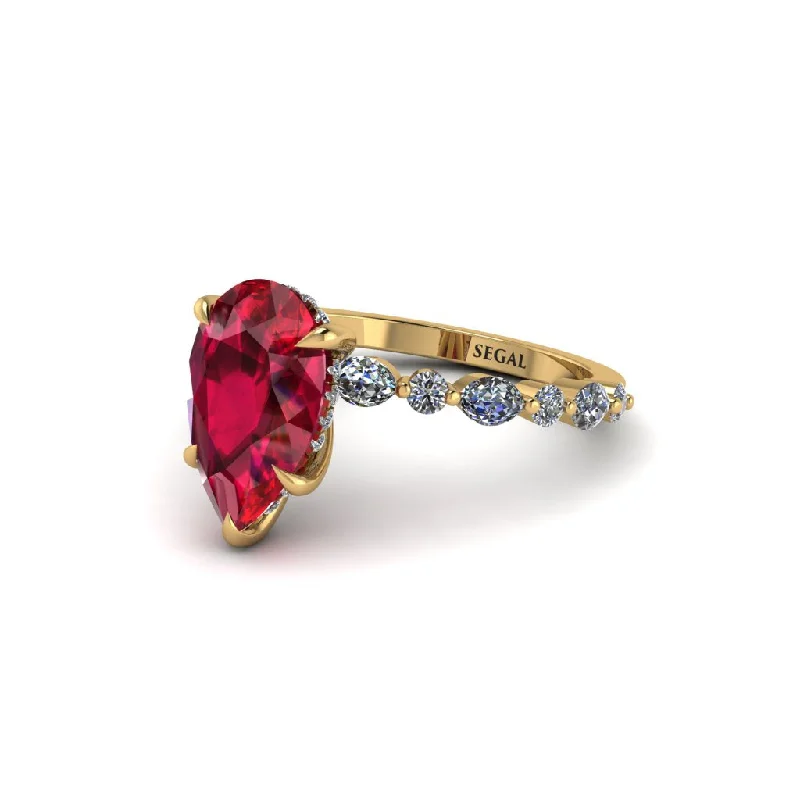 engagement-radiant-cut-rose-gold-ring-Pear-Cut Ruby Halo Engagement Ring - Nylah No. 10