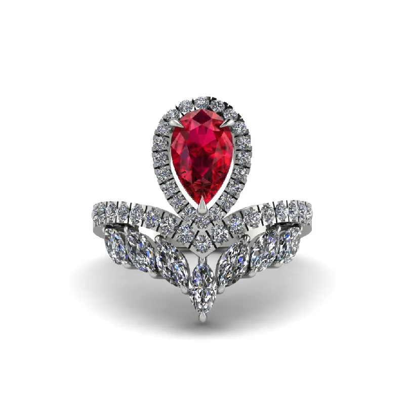 engagement-heart-platinum-ring-Ruby Crown Radiance Engagement Ring - Aviana No. 12