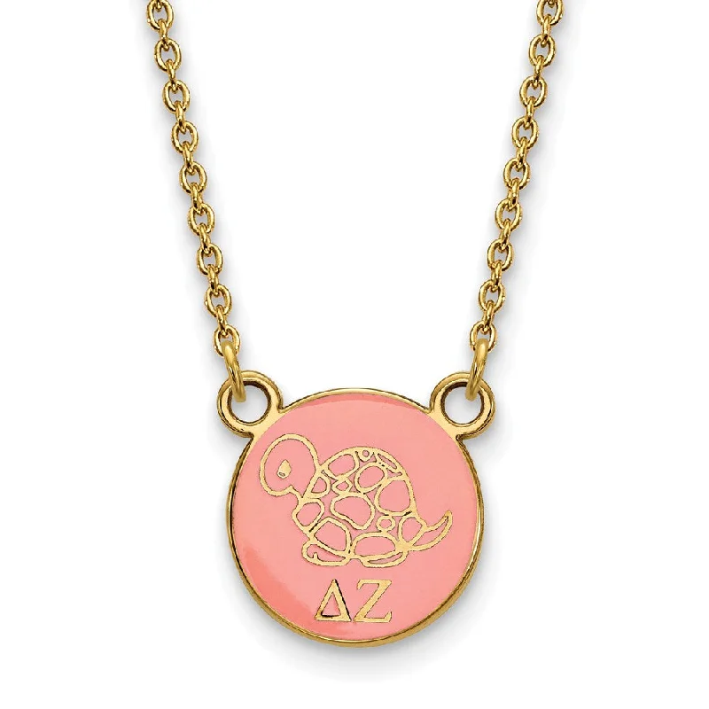 Ladies necklaces modern strands -14K Plated Silver Delta Zeta Small Enamel Mascot Necklace