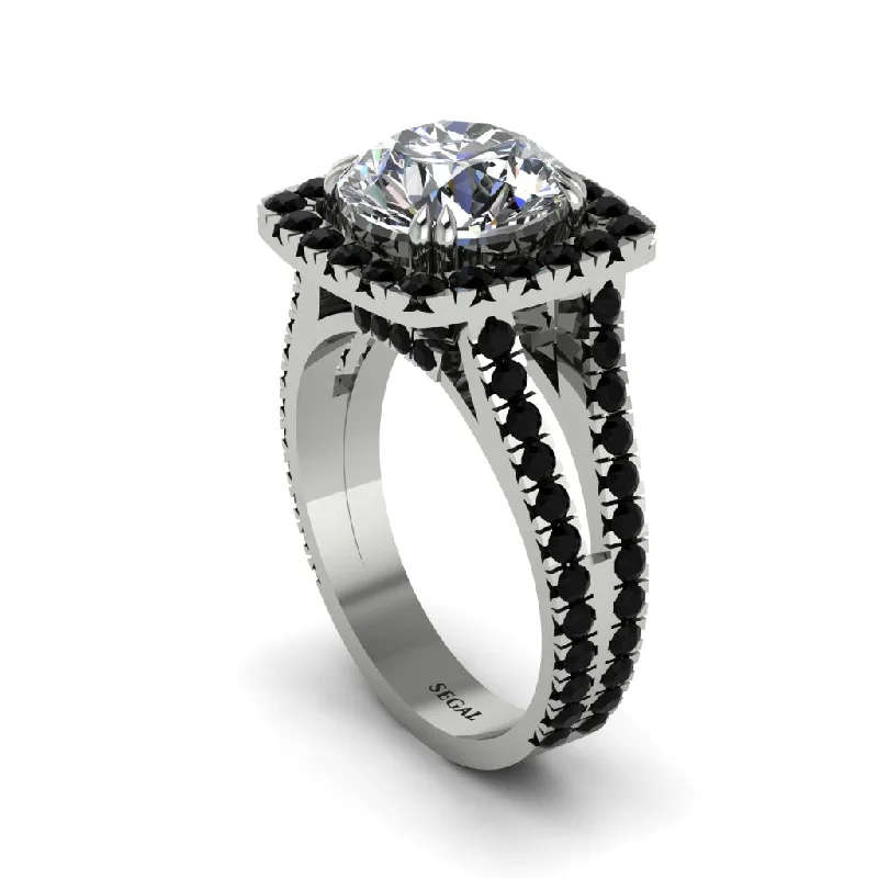 engagement-radiant-cut-platinum-ring-Diamond Pave Split Shank Engagement Ring - Averie No. 33