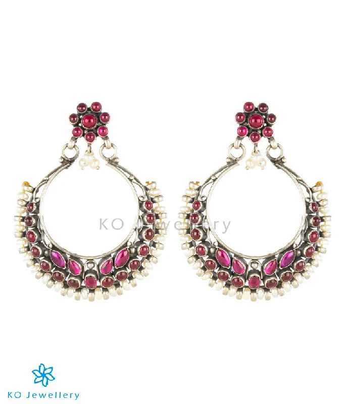 ladies-moon-gold-earrings-The Rasika Silver Chand Bali Earrings (Oxidised)