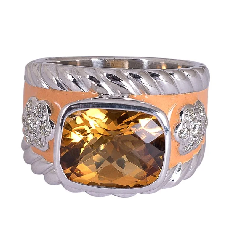 ladies-unique-gold-rings-Ring- Citrine and Diamond (Enamel)  (272ES)