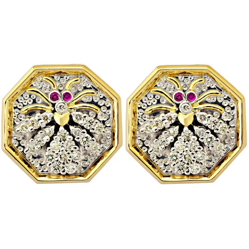 ladies-bridal-hoop-earrings-Earrings-Ruby and Diamond