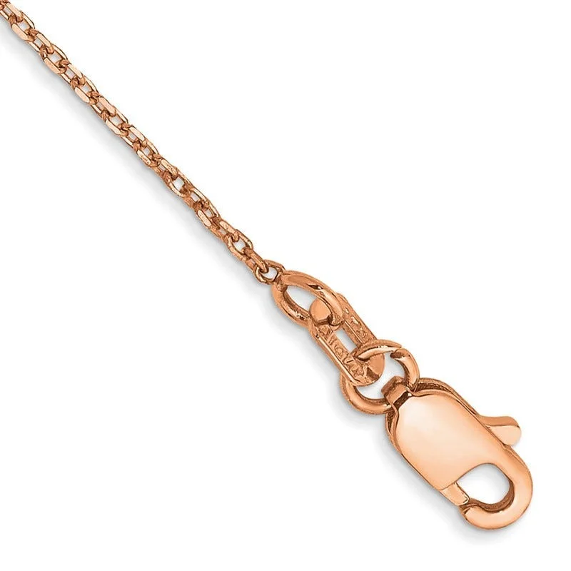 Ladies bracelets with planet charms -14K Rose Gold 10 inch 1.10mm Diamond-cut Cable with Lobster Clasp Chain Bracelet