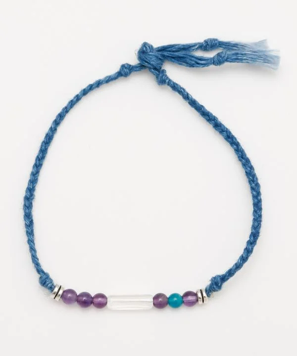 Ladies bracelets rugged textures -Indigo Dyed Braided Bracelet - Amethyst - Feb