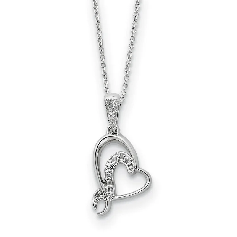 Ladies necklaces with jade -Sterling Silver & CZ My Sister or My Bridesmaid Heart Necklace, 18 In.