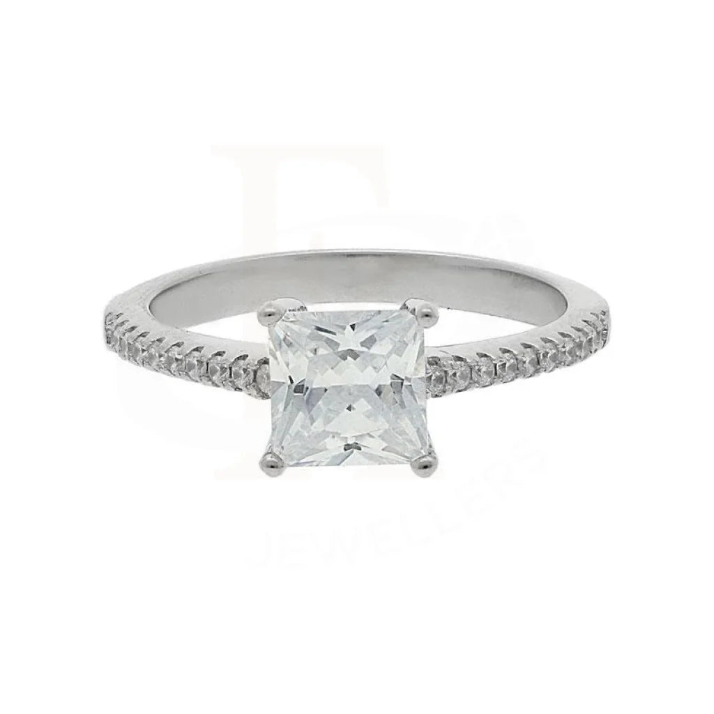 ladies-vintage-diamond-rings-Sterling Silver 925 Princess Cut Solitaire Ring - FKJRN2077