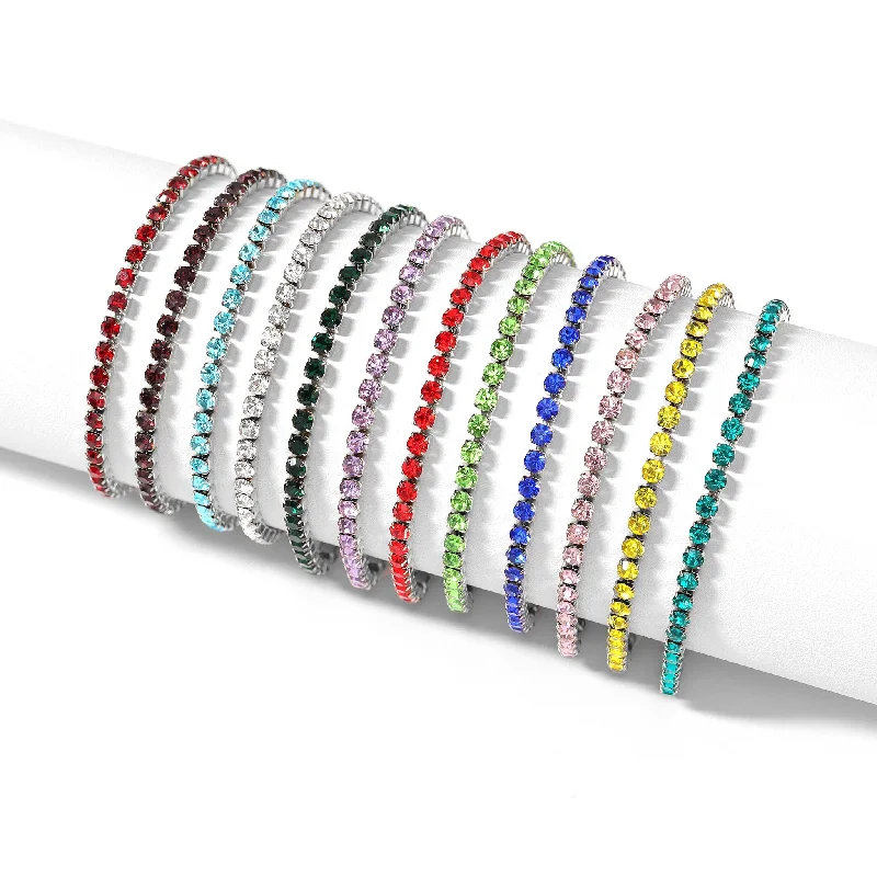 Ladies bracelets for fashion gurus -Stainless Steel Birthstone Tennis Bracelet / TBR0007