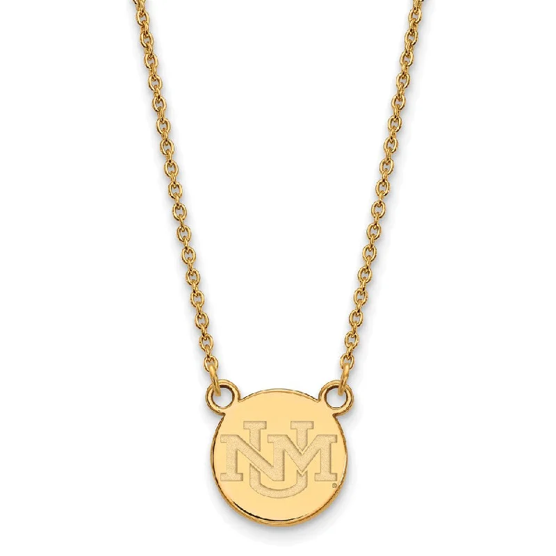 Ladies necklaces for actors -14k Gold Plated Silver U of New Mexico Small Pendant Necklace