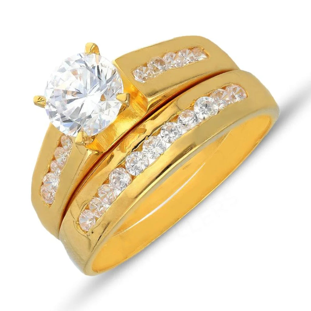 ladies-modern-platinum-rings-Gold Solitaire Twins Ring 18KT - FKJRN18K3048