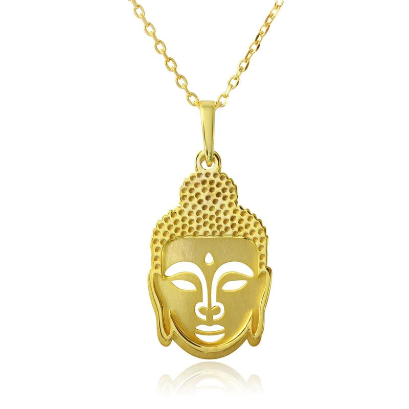 Ladies necklaces with rainbow pendants -Silver 925 Gold Plated Buddha Pendant Necklace